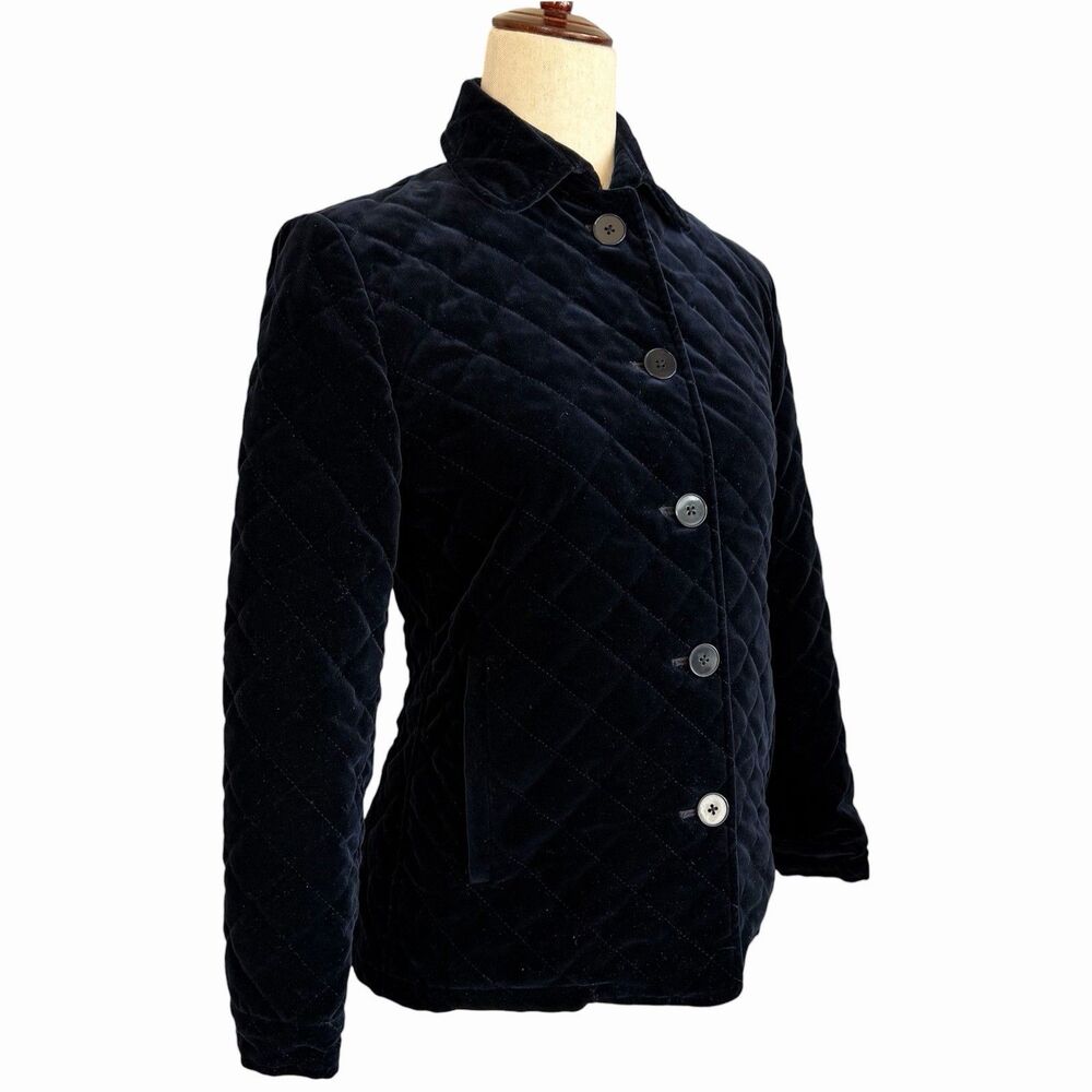 Ralph Lauren Quilted Velvet Blazer Jacket XS Blue Equestrian Old Money Academia